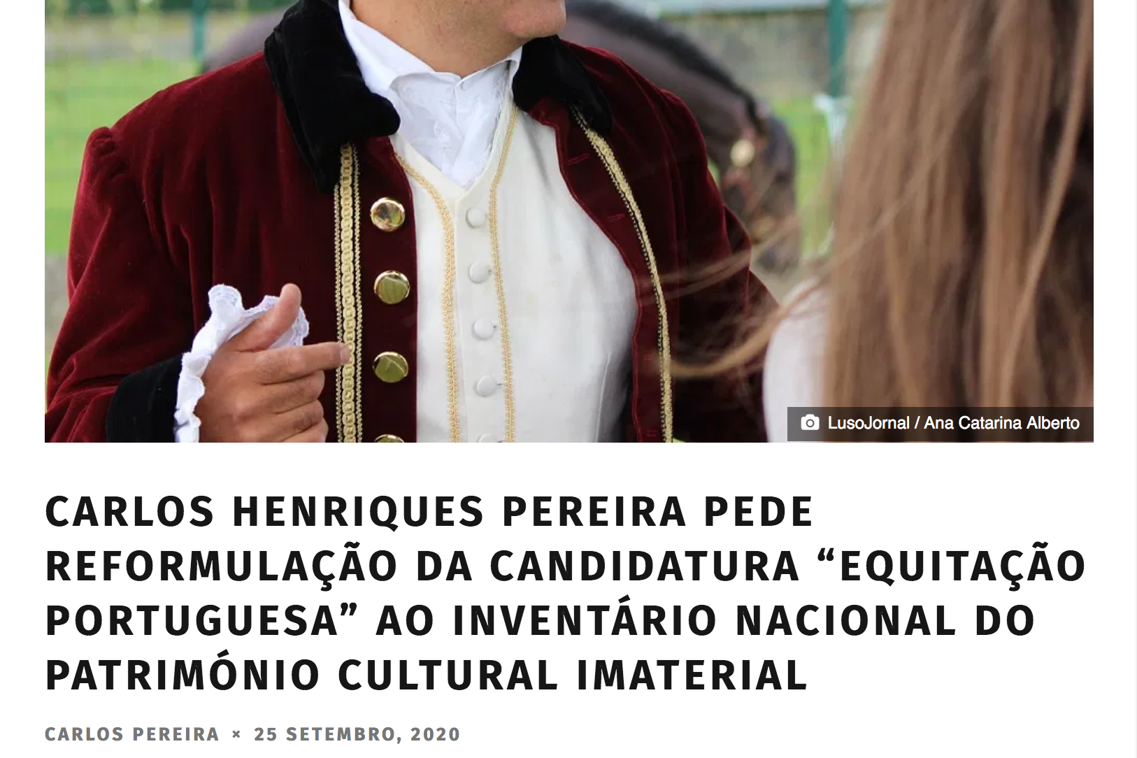 Carlos Pereira demande une reformulation de la candidature de l’équitation portugaise au patrimoine immatériel.